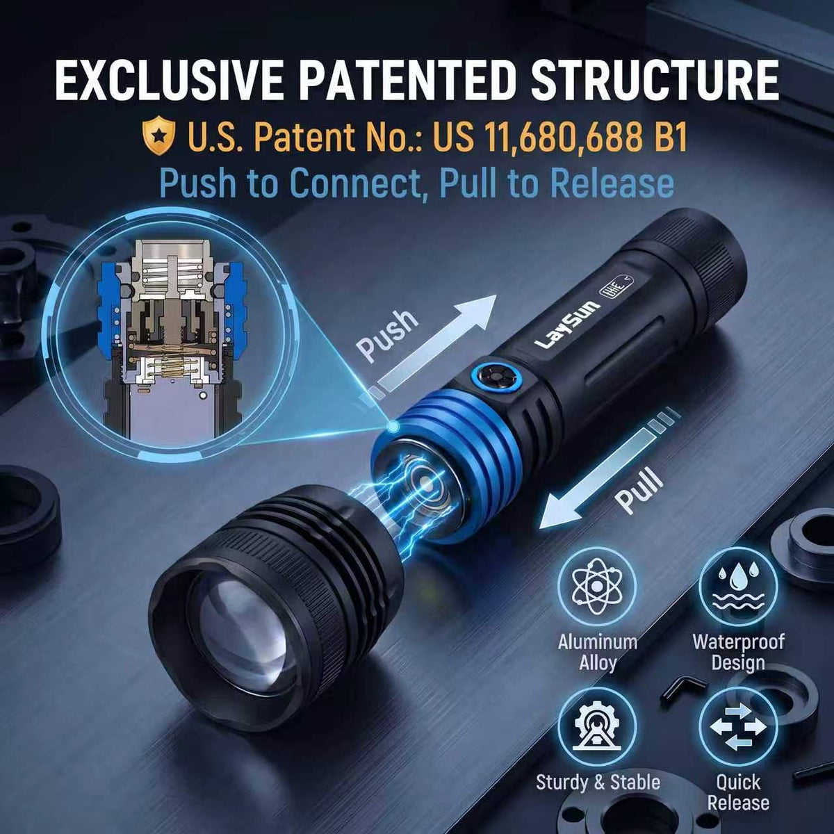3 in 1 Quick Connect Rechargeable Led Work Light Flashlight Flexible Gooseneck Light kit