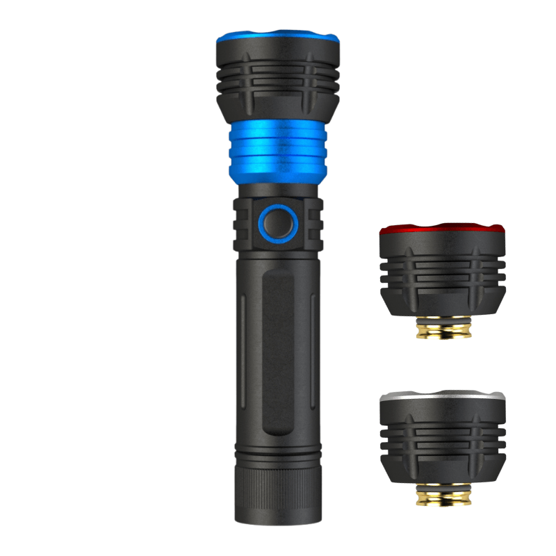 All in one led flashlight quick connect 3 color led heads change - LaySun Smart